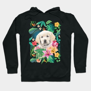 Tropical Golden Retriever Puppy 7 Hoodie